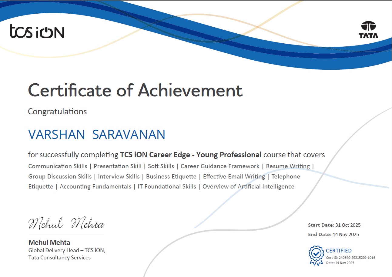 TCS iON Career Edge - Young Professional Certification
